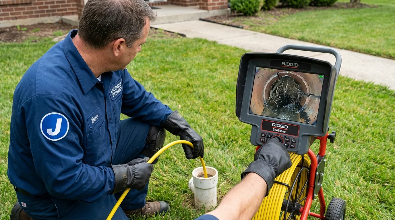 Sewer camera inspection being performed by Johns Plumbing LLC in Slater