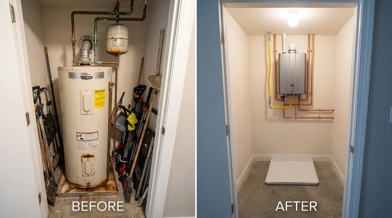 Tank water heater versus wall-mounted tankless unit comparison for Slater, MO homeowners